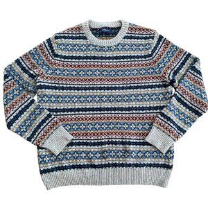 Croft & Barrow Nordic Fair Isle Pullover Grandpa Sweater Size Large